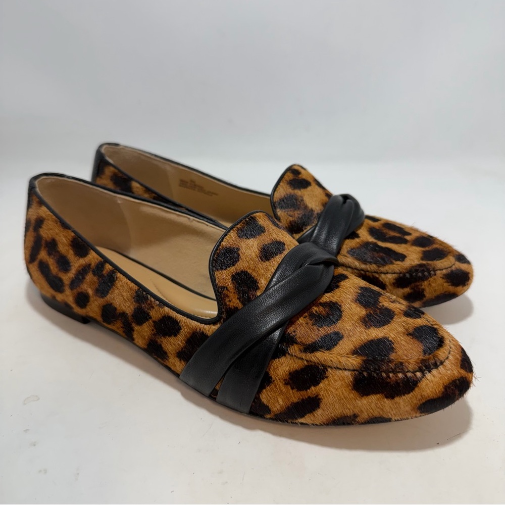 Talbots Ryan Twist Leopard Calf Hair Loafers Womens US 9M Leather Flats